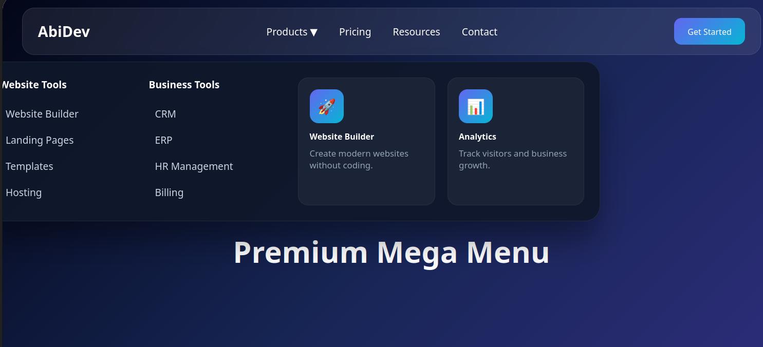 Premium Mega Menu Navbar